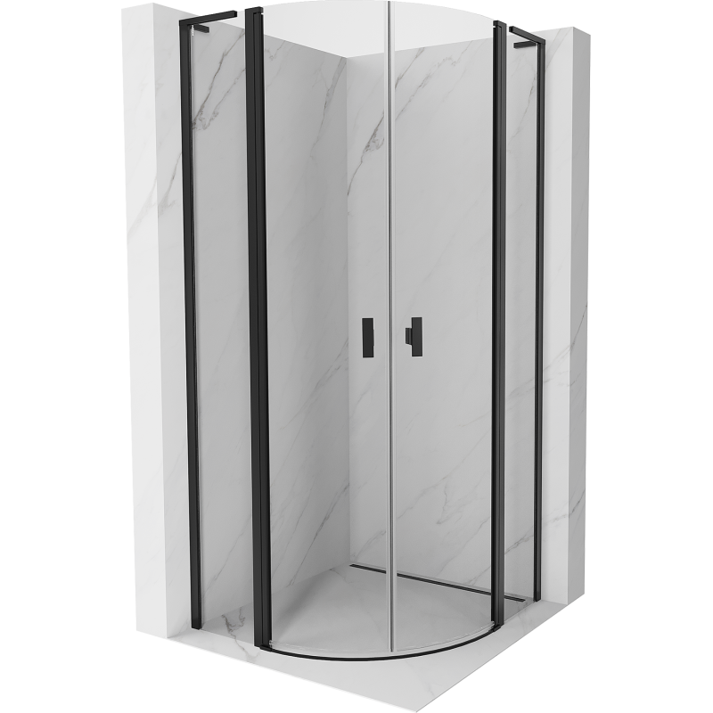 Mexen Mist L Duschkabine halbrund schwenkbar 90 x 90 cm, transparent, schwarz - 8A32L-090-090-70-00