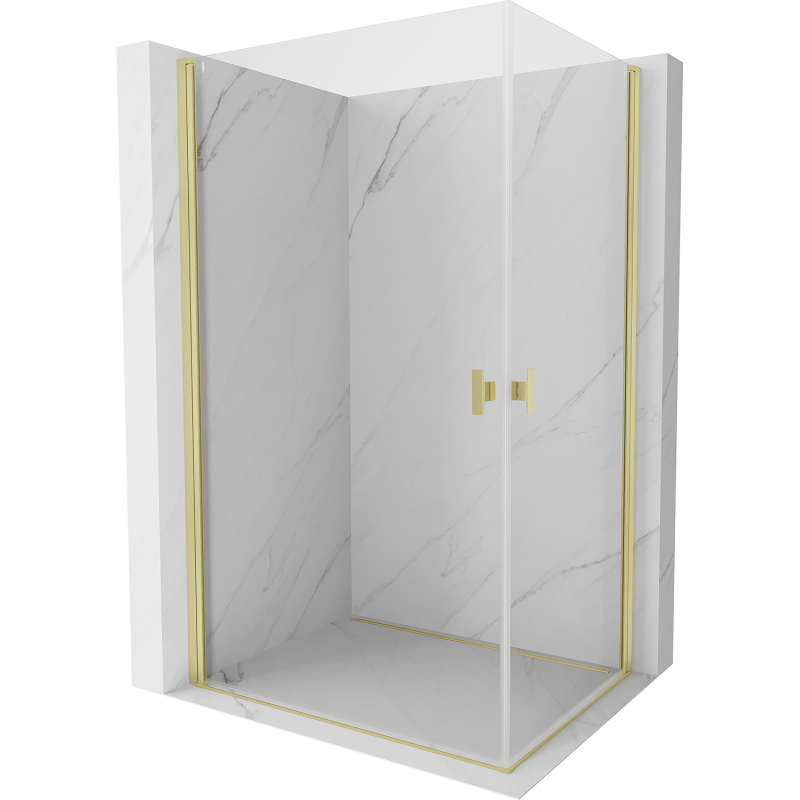 Mexen Mist-B Duo Duschkabine schwenkbar 90 x 80 cm, transparent, gebürstet Gold - 8A2-090-080-55-00