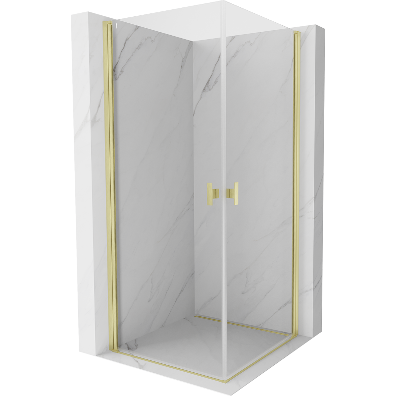 Mexen Mist-B Duo Duschkabine zum Öffnen 85 x 85 cm, transparent, gebürstetes Gold - 8A2-085-085-55-00
