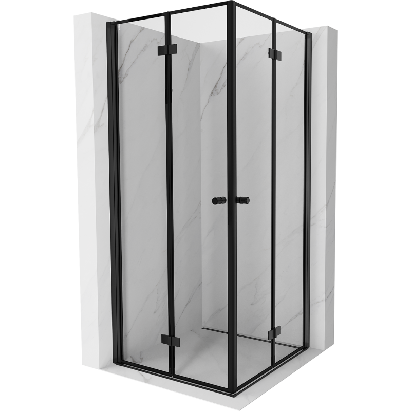 Mexen Mist-F Duo klappbare Duschkabine 80 x 80 cm, schwarzer Rahmen, schwarz - 8A6-080L-080P-70-70