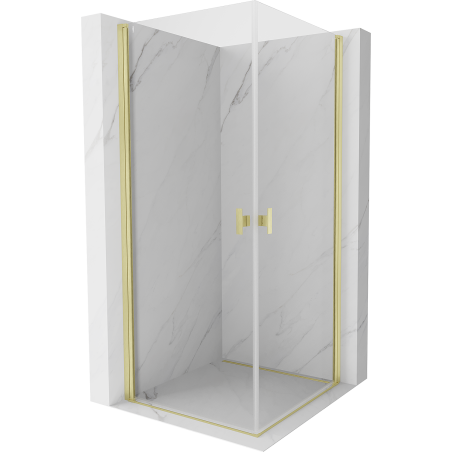 Mexen Mist-B Duo Pendeltür-Duschkabine 90 x 90 cm, transparent, gebürstetes Gold - 8A2-090-090-55-00