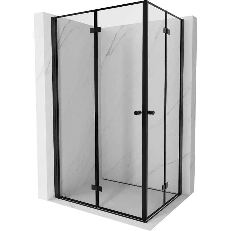 Mexen Mist-F Duo Duschkabine, faltbar links 110 x 80 cm, schwarzer Rahmen, schwarz - 8A6-110L-080P-70-70