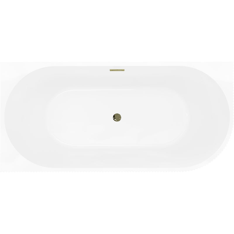 Mexen Silo freistehende Eckbadewanne links geriffelt 150 x 75 cm, weiß/grau, goldene Überlauf - 52891507562L-50