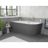 Mexen Silo freistehende Eckbadewanne links geriffelt 150 x 75 cm, weiß/grau, goldene Überlauf - 52891507562L-50