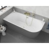 Mexen Silo Freistehende Badewanne, linke Eckversion, geriffelt, 150 x 75 cm, weiß/grau, Überlauf gebürstetes Gold