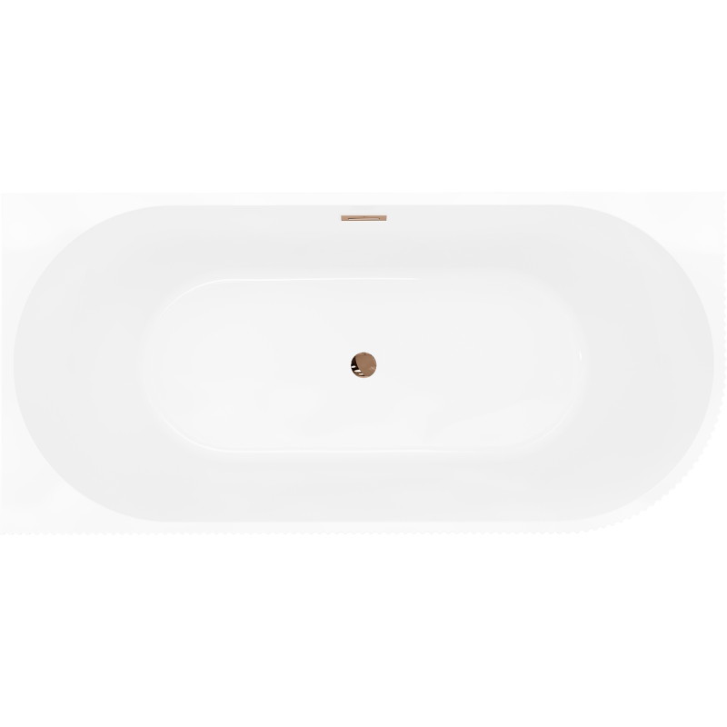 Mexen Silo freistehende Eckbadewanne links geriffelt 150 x 75 cm, weiß/grau, Überlauf roségold - 52891507562L-60