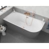 Mexen Silo freistehende Eckbadewanne links geriffelt 150 x 75 cm, weiß/grau, Überlaufroségold - 52891507562L-60