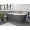 Mexen Silo freistehende Eckbadewanne links geriffelt 150 x 75 cm, weiß/grau, Überlauf roségold - 52891507562L-60