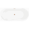 Mexen Silo freistehende Eckbadewanne links geriffelt 150 x 75 cm, weiß/grau, Überlauf gebürstetes Kupfer - 52891507562L-65