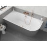 Mexen Silo freistehende Eckbadewanne links geriffelt 150 x 75 cm, weiß/grau, Überlauf gebürstetes Kupfer - 52891507562L-65