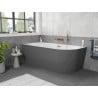 Mexen Silo freistehende Eckbadewanne links geriffelt 150 x 75 cm, weiß/grau, Überlauf gebürstetes Kupfer - 52891507562L-65