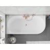 Mexen Silo freistehende Eckbadewanne links geriffelt 150 x 75 cm, weiß/grau, Überlauf gebürstetes Kupfer - 52891507562L-65