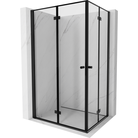Mexen Mist-F Duo faltbare Duschkabine links 120 x 85 cm, schwarzer Rahmen, schwarz - 8A6-120L-085P-70-70