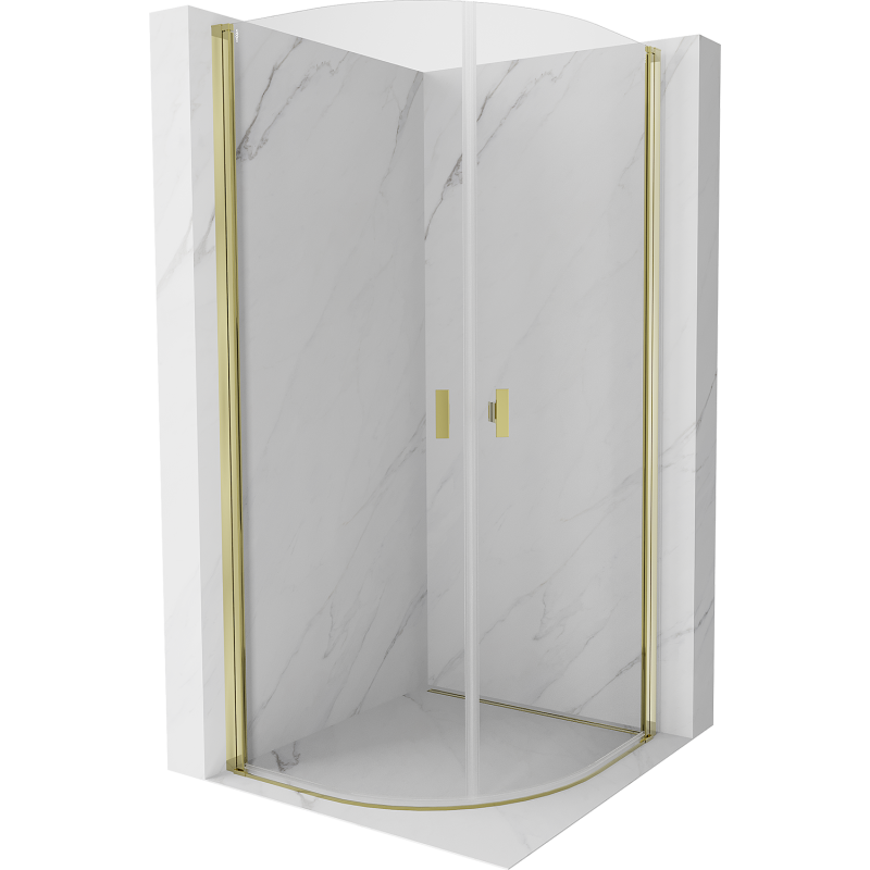 Mexen Mist halbrunde Duschkabine schwenkbar 80 x 80 cm, transparent, gold - 8A31-080-080-50-00