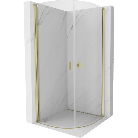 Mexen Mist halbrunde Duschkabine schwenkbar 80 x 80 cm, transparent, gold - 8A31-080-080-50-00