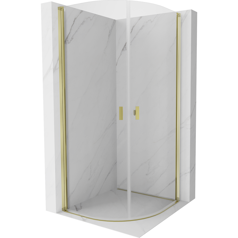 Mexen Mist halbrunde Duschkabine schwenkbar 90 x 90 cm, transparent, gold - 8A31-090-090-50-00