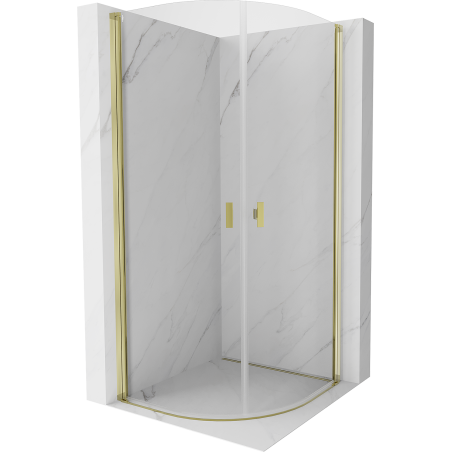 Mexen Mist halbrunde Duschkabine schwenkbar 90 x 90 cm, transparent, gold - 8A31-090-090-50-00