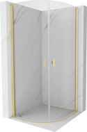 Mexen Mist Duschkabine halbrund schwenkbar 80 x 80 cm, transparent, gebürstetes Gold - 8A31-080-080-55-00
