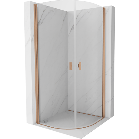Mexen Mist Duschkabine halbkreisförmig schwenkbar 70 x 70 cm, transparent, gebürstetes Kupfer - 8A31-070-070-65-00