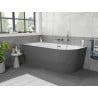 Mexen Silo freistehende Eckbadewanne links geriffelt 150 x 75 cm, weiß/grau, Überlauf Gun Metal - 52891507562L-95