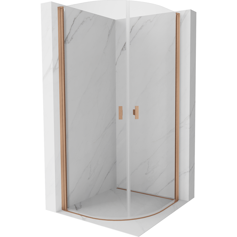 Mexen Mist halbrunde Duschkabine schwenkbar 80 x 80 cm, transparent, gebürstetes Kupfer - 8A31-080-080-65-00