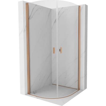 Mexen Mist halbrunde Duschkabine schwenkbar 80 x 80 cm, transparent, gebürstetes Kupfer - 8A31-080-080-65-00