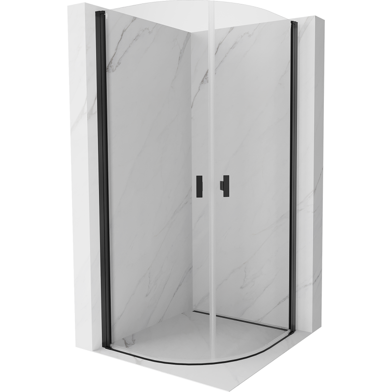 Mexen Mist halbrunde Duschkabine schwenkbar 90 x 90 cm, transparent, schwarz - 8A31-090-090-70-00