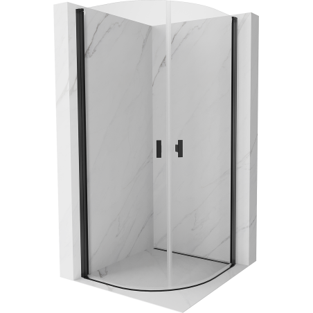Mexen Mist halbrunde Duschkabine schwenkbar 90 x 90 cm, transparent, schwarz - 8A31-090-090-70-00