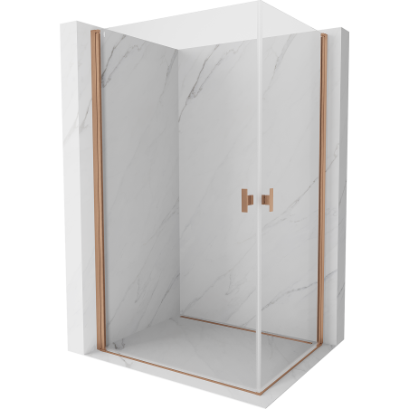 Mexen Mist-B Duo Duschkabine schwenkbar 80 x 75 cm, transparent, gebürstetes Kupfer - 8A2-080-075-65-00