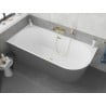 Mexen Silo freistehende Eckbadewanne links geriffelt 170 x 80 cm, weiß/grau, Überlauf gold - 52891708062L-50