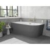 Mexen Silo freistehende Eckbadewanne links geriffelt 170 x 80 cm, weiß/grau, Überlauf gold - 52891708062L-50