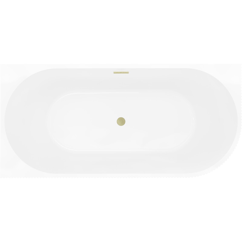 Mexen Silo freistehende Eckbadewanne links gerippt 170 x 80 cm, weiß/grau, Überlauf gebürstetes Gold - 52891708062L-55