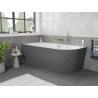 Mexen Silo freistehende Eckbadewanne links geriffelt 170 x 80 cm, weiß/grau, Überlauf gebürstet gold - 52891708062L-55