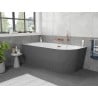 Mexen Silo freistehende Eckbadewanne links geriffelt 170 x 80 cm, weiß/grau, Überlauf Roségold - 52891708062L-60