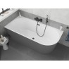 Mexen Silo freistehende Eckbadewanne links gerillt 170 x 80 cm, weiß/grau, schwarze Überlauf - 52891708062L-70