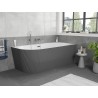 Mexen Silo Freistehende Eckbadewanne rechts geriffelt 150 x 75 cm, weiß/grau, Überlauf Chrom - 52891507562P-01