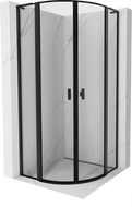 Mexen Mist L Duschkabine halbkreisförmig schwingtür 90 x 90 cm, schwarzer Rahmen, schwarz - 8A32L-090-090-70-70