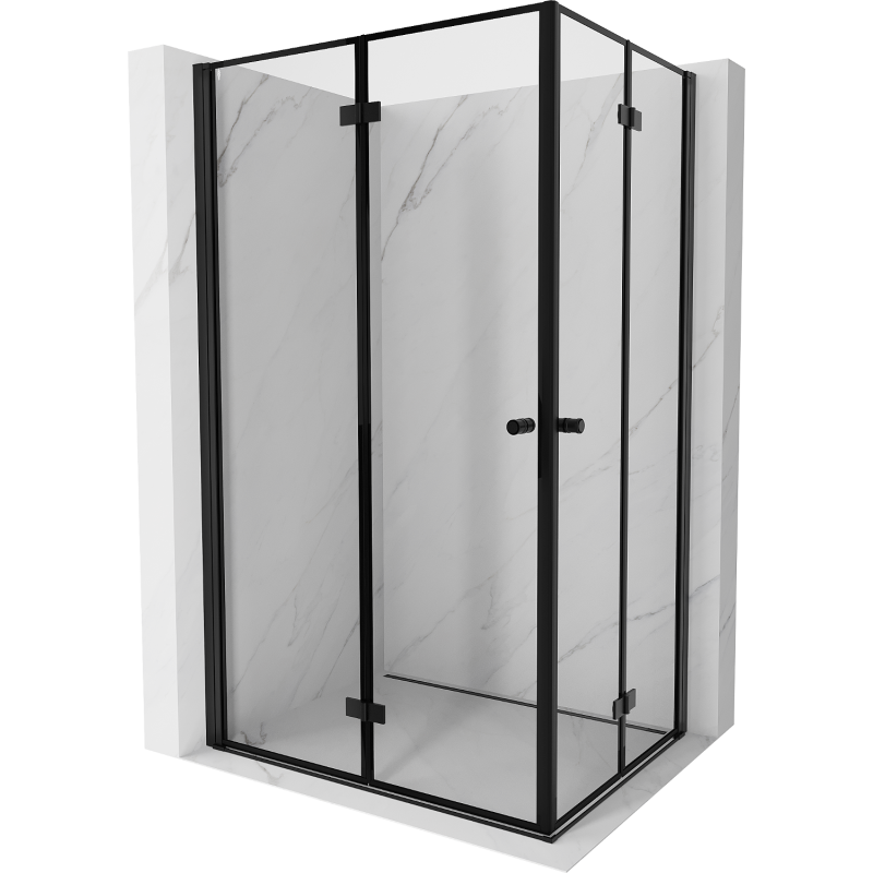 Mexen Mist-F Duo klappbare Duschkabine links 110 x 95 cm, schwarzer Rahmen, schwarz - 8A6-110L-095P-70-70