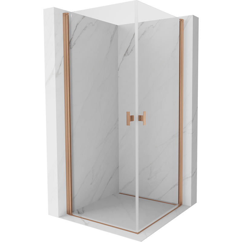 Mexen Mist-B Duo Duschkabine schwenkbar 90 x 90 cm, transparent, gebürstetes Kupfer - 8A2-090-090-65-00