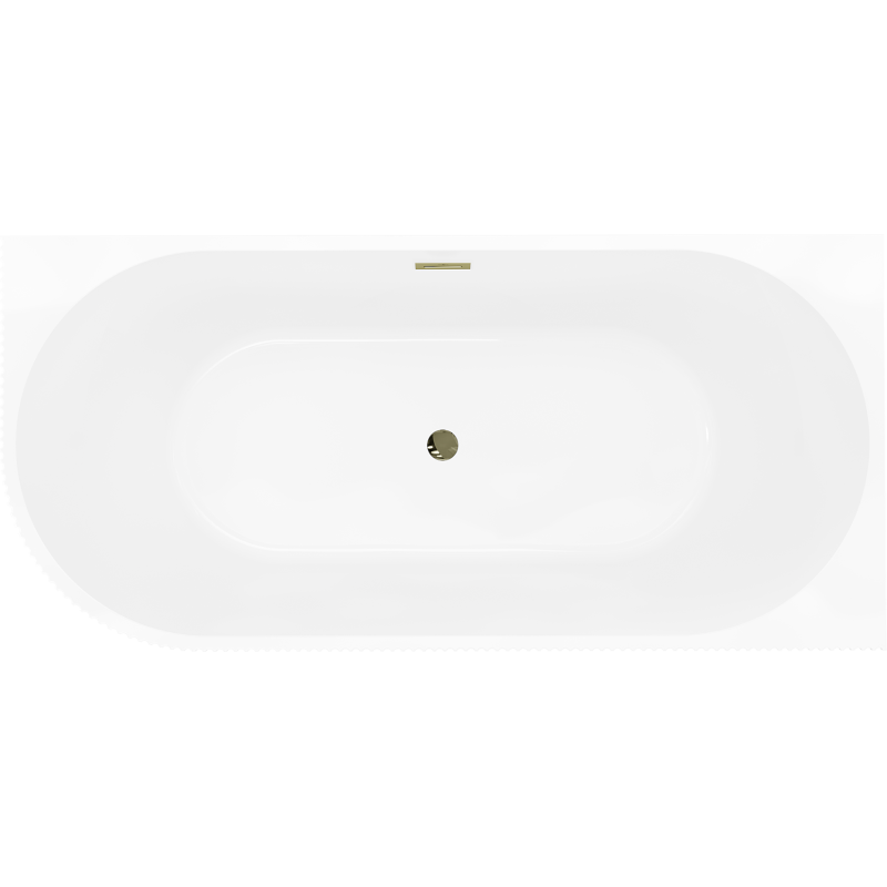 Mexen Silo freistehende Eckbadewanne rechts geriffelt 150 x 75 cm, weiß/grau, Überlauf gold - 52891507562P-50