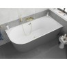 Mexen Silo freistehende Eckbadewanne rechts geriffelt 150 x 75 cm, weiß/grau, Überlauf gold - 52891507562P-50