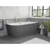 Mexen Silo freistehende Eckbadewanne rechts geriffelt 150 x 75 cm, weiß/grau, Überlauf gold - 52891507562P-50