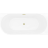 Mexen Silo freistehende Eckbadewanne rechts geriffelt 150 x 75 cm, weiß/grau, Überlauf gold gebürstet - 52891507562P-55