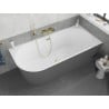 Mexen Silo freistehende Eckbadewanne rechts geriffelt 150 x 75 cm, weiß/grau, Überlauf gold gebürstet - 52891507562P-55