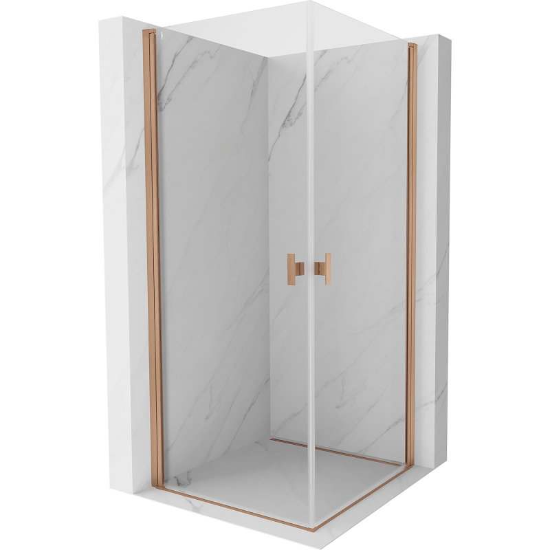 Mexen Mist-B Duo Duschkabine schwenkbar 95 x 95 cm, transparent, gebürstetes Kupfer - 8A2-095-095-65-00