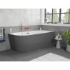 Mexen Silo freistehende Eckbadewanne rechts geriffelt 150 x 75 cm, weiß/grau, Überlauf Roségold - 52891507562P-60