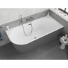 Mexen Silo freistehende Eckbadewanne rechts geriffelt 150 x 75 cm, weiß/grau, Überlauf Gun Metal - 52891507562P-95