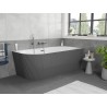 Mexen Silo freistehende Eckbadewanne rechts geriffelt 150 x 75 cm, weiß/grau, Überlauf Gun Metal - 52891507562P-95
