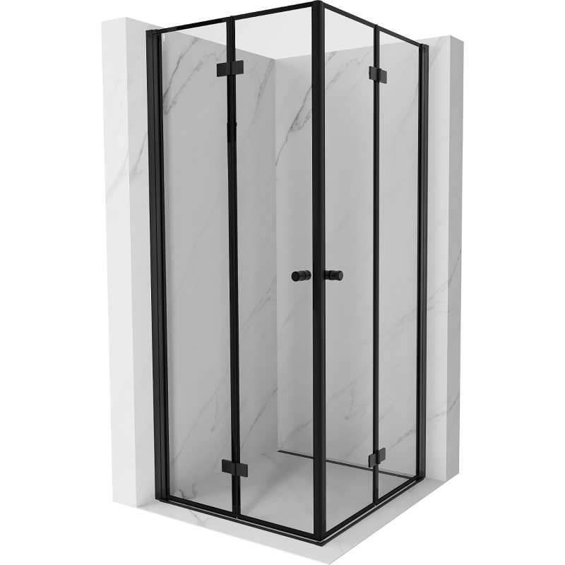 Mexen Mist-F Duo faltbare Duschkabine 110 x 110 cm, schwarzer Rahmen, schwarz - 8A6-110L-110P-70-70