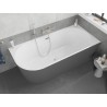 Mexen Silo Freistehende Eckbadewanne rechts gerillt 150 x 75 cm, weiß/grau, Überlauf gebürsteter Nickel - 52891507562P-97